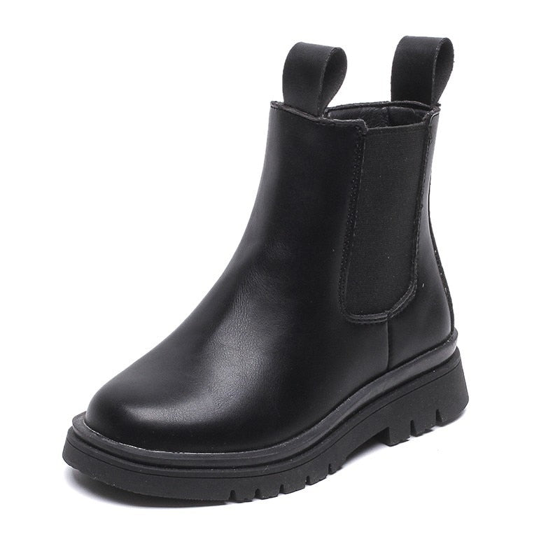 Christmas Gift Girls Chelsea Boots Autumn New British Style Leather Fashion Boots Shoes For Kids Girl Children Black Ankle Boots