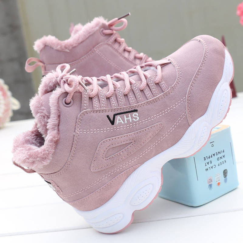 Amozae New Style Designer Sneakers Woman Plus Velvet Warm Snow Boots Women's Shoes Autumn Winter Flat White Shoes Casual Cotton Shoes