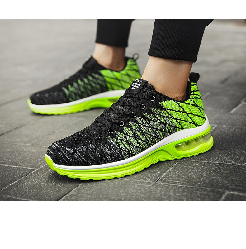 Amozae Unisex Breathable Air-Cushion Sneakers Flying Woven Lace-Up Outdoor Casual Running Shoes Zapatillas Hombre