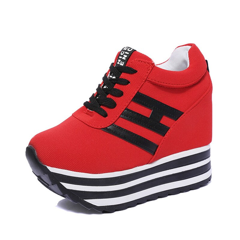 Amozae High Flat Platform 9Cm Height Increasing Casual Shoes Woman Spring New Hidden Wedge Sneakers Female Vulcanize Shoes