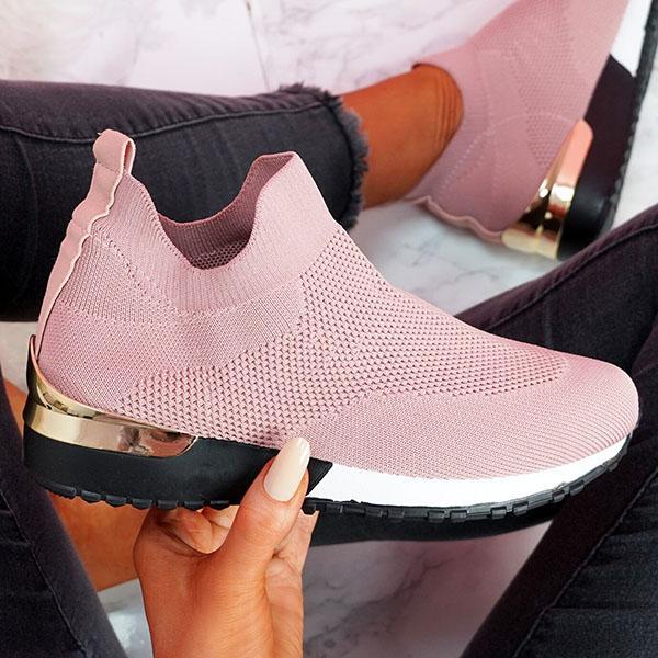 Amozae New Fashion Women Casual Shoes Mesh Breathable Comfortable Female Sneakers Summer Solid Color Slip On Ladies Walking Shoes