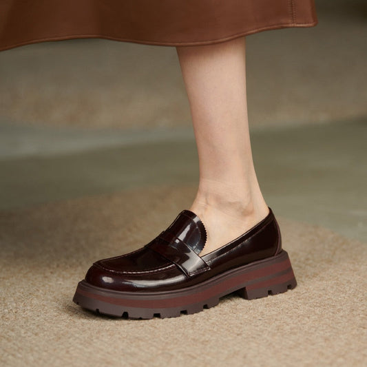 flowersverse New Spring Genuine Leather Women Shoes Casual Slip-On Loafers Round Toe Platform Shoes Shoes Woman Zapatos De Mujer Women