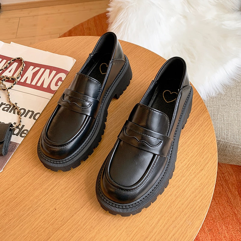 flowersverse - Women Flat Loafers Shoes Japanese Style Vintage Shoes Metal Decoration Platform Mary Jane Shoes sapatos femininos Lolita Shoes