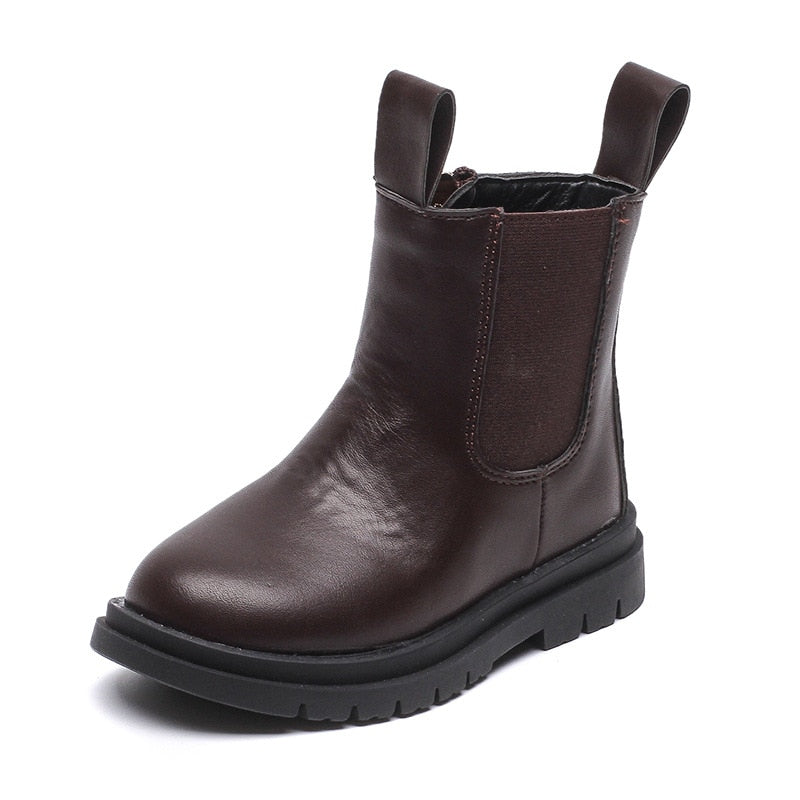 Christmas Gift Girls Chelsea Boots Autumn New British Style Leather Fashion Boots Shoes For Kids Girl Children Black Ankle Boots