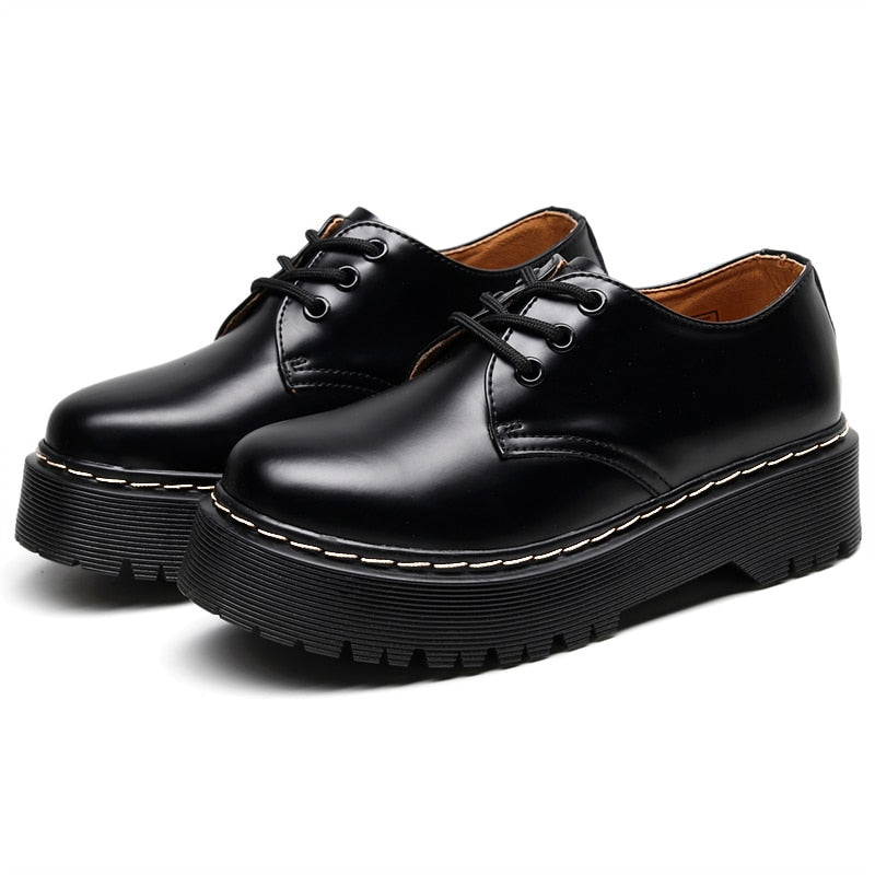Amozae Black Platform Flats Shoes Women 2022 New Spring Lace Up Pumps Female Footwear Designer Heels Woman Sneakers Party Shoes Ladies
