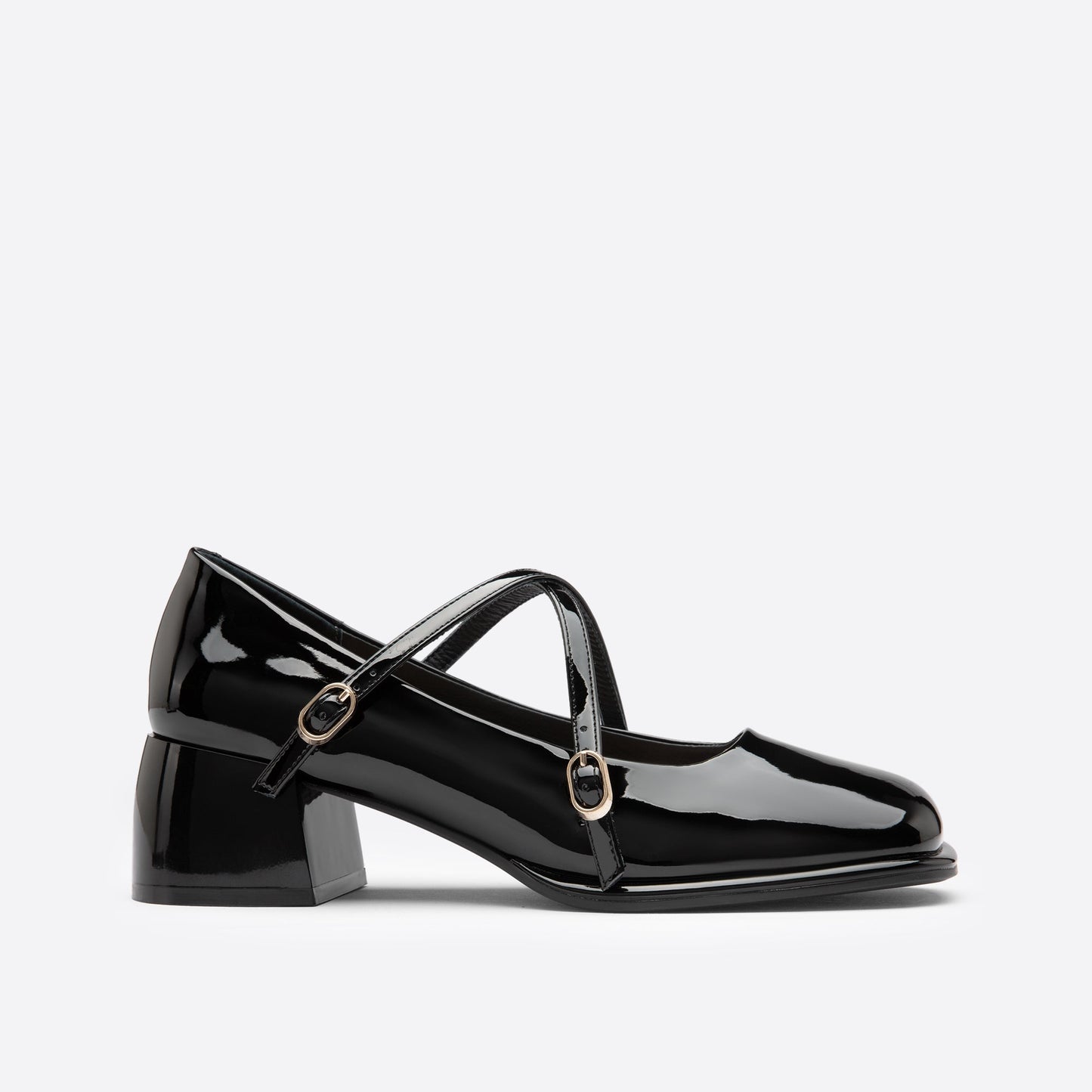 flowersverse - Women Vintage Pin Buckle Square Toe Mary Janes