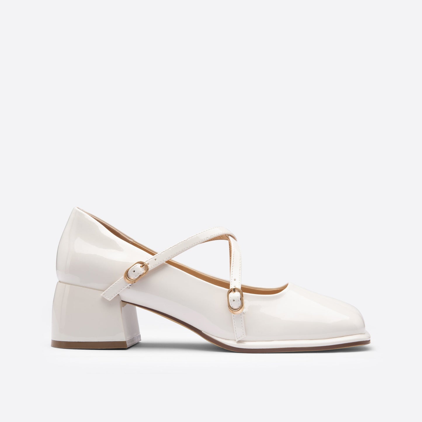 flowersverse - Women Vintage Pin Buckle Square Toe Mary Janes
