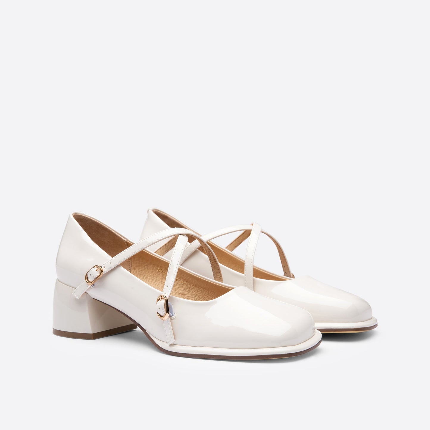 flowersverse - Women Vintage Pin Buckle Square Toe Mary Janes