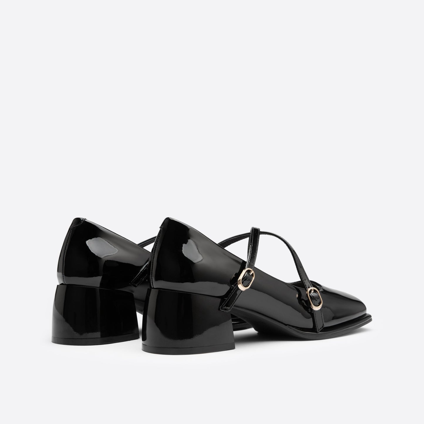 flowersverse - Women Vintage Pin Buckle Square Toe Mary Janes