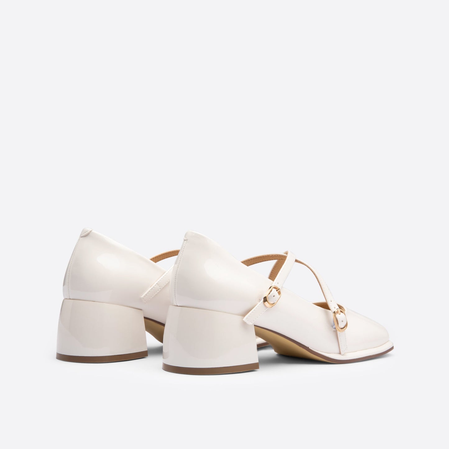 flowersverse - Women Vintage Pin Buckle Square Toe Mary Janes