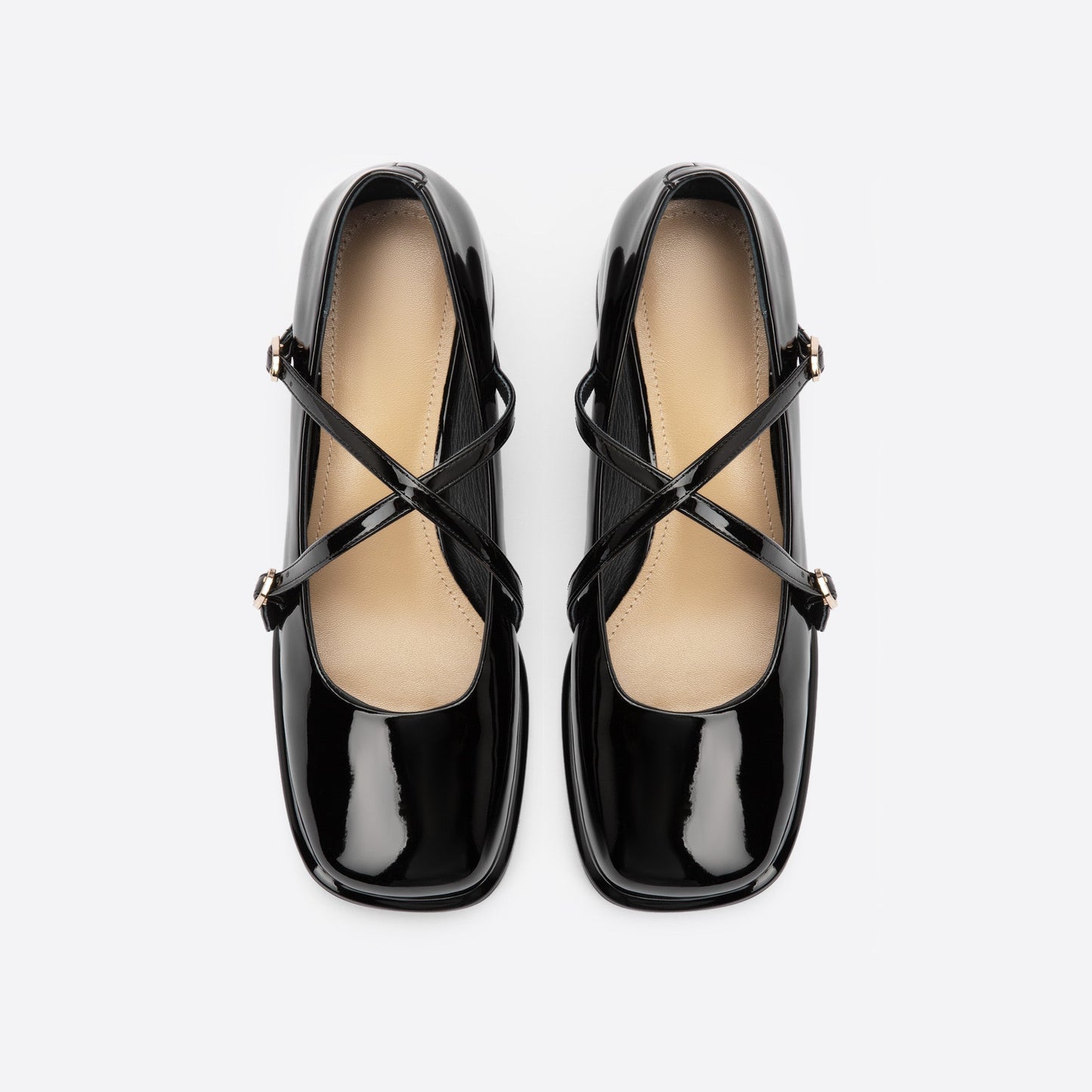 flowersverse - Women Vintage Pin Buckle Square Toe Mary Janes