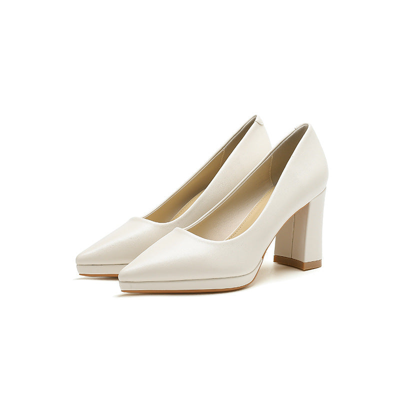 2025 8099-2 pointed single shoes women's 2025 autumn new thick heel high heels women's pedal waterproof table women's shoes