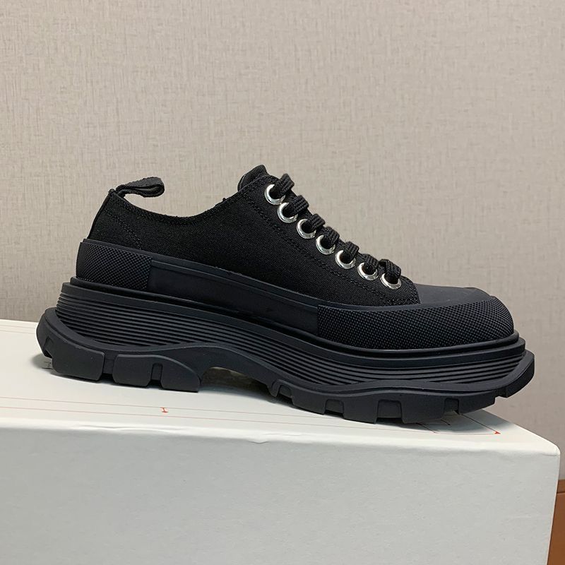 flowersverseWomen's Thick-Soled Height Increasing Canvas Shoes Ins Fashionable All-Matching Casual Sports Dad Shoes Breathable Lace up White Shoes