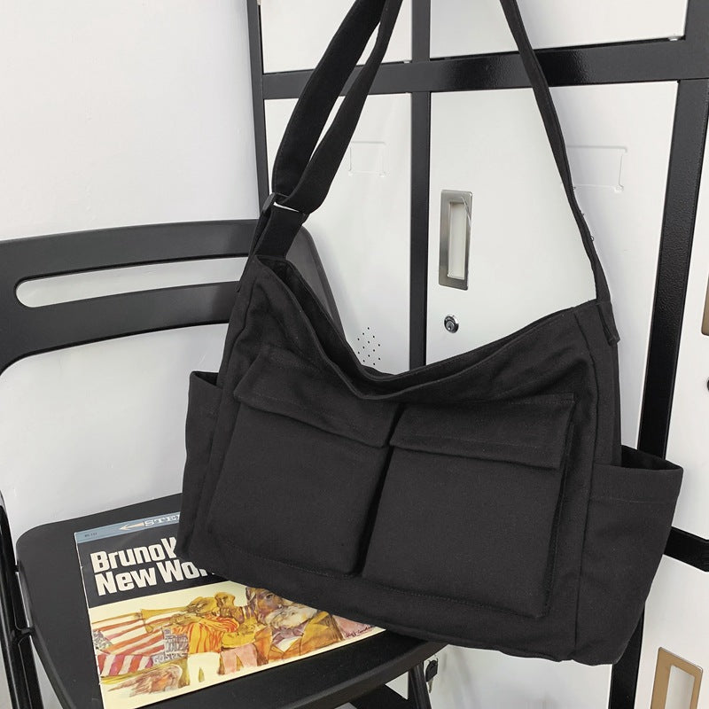 FLOWERSVERSE Artistic Youth Shoulder Bag Ins Versatile Large Capacity Canvas Bag Summer School Bag for College Students Messenger Bag Women's Bag