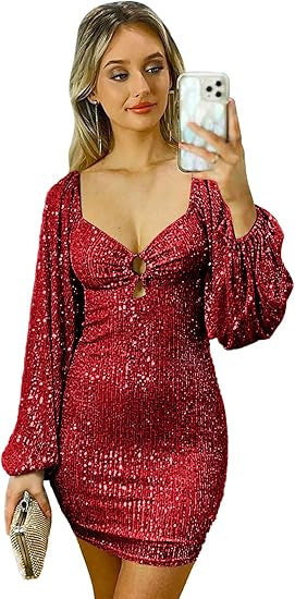 FLOWERSVERSE 2025New autumn new 2025 beads sexy long-sleeved deep V retro sequins medium and long dress