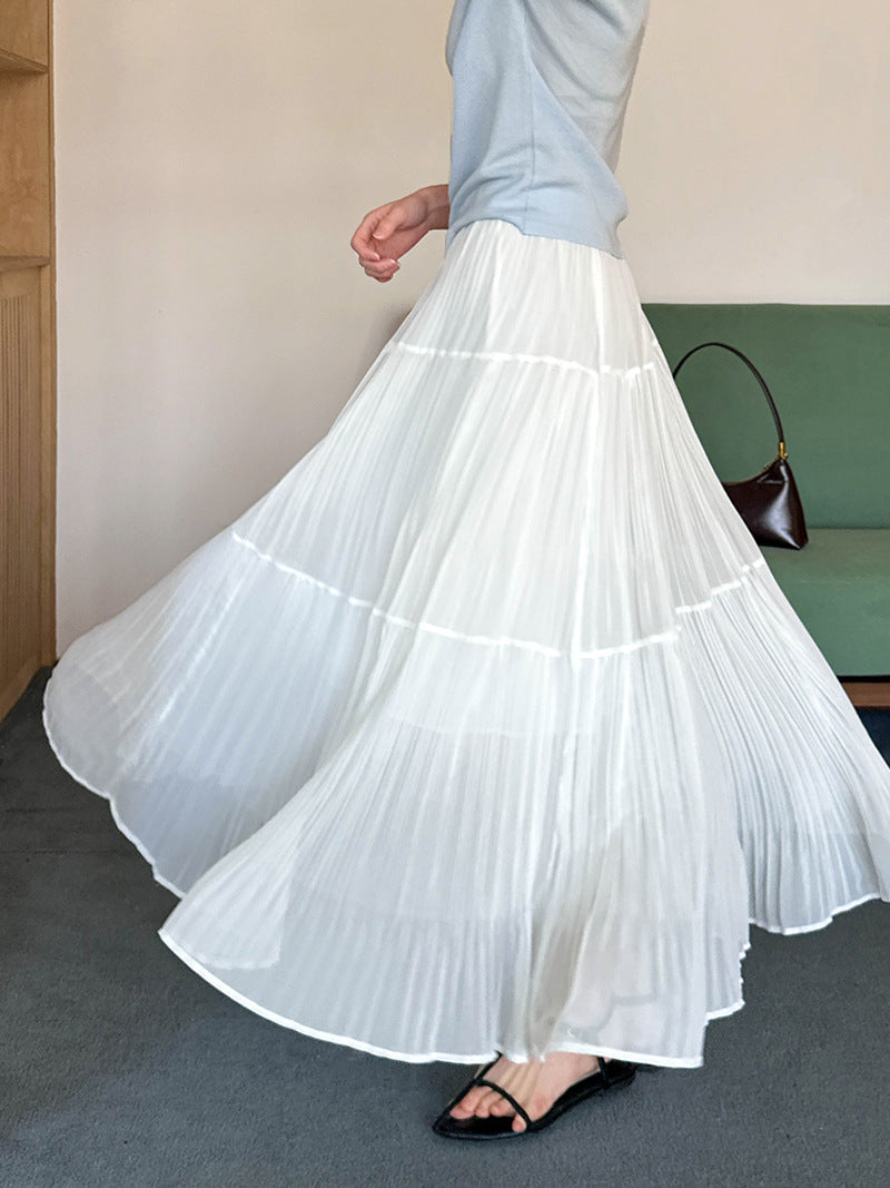 2025 spring new Korean version of dopamine pleated design sense atmosphere trend pleated skirt half-length skirt 702