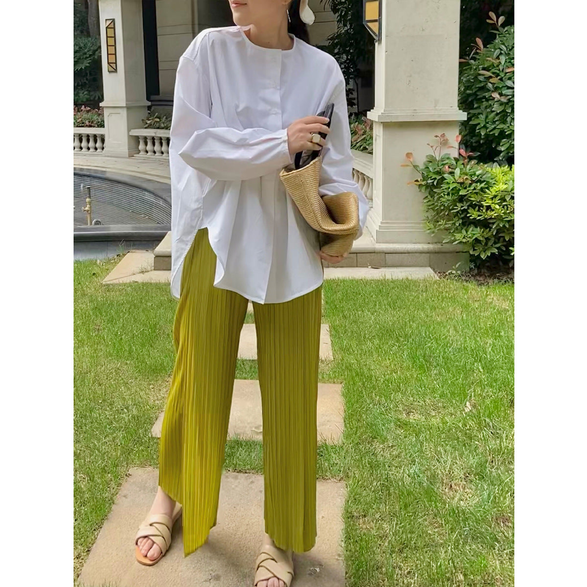 Folds summer new fashion drape loose Miyake casual pants women's senior sense thin versatile wide-leg pants