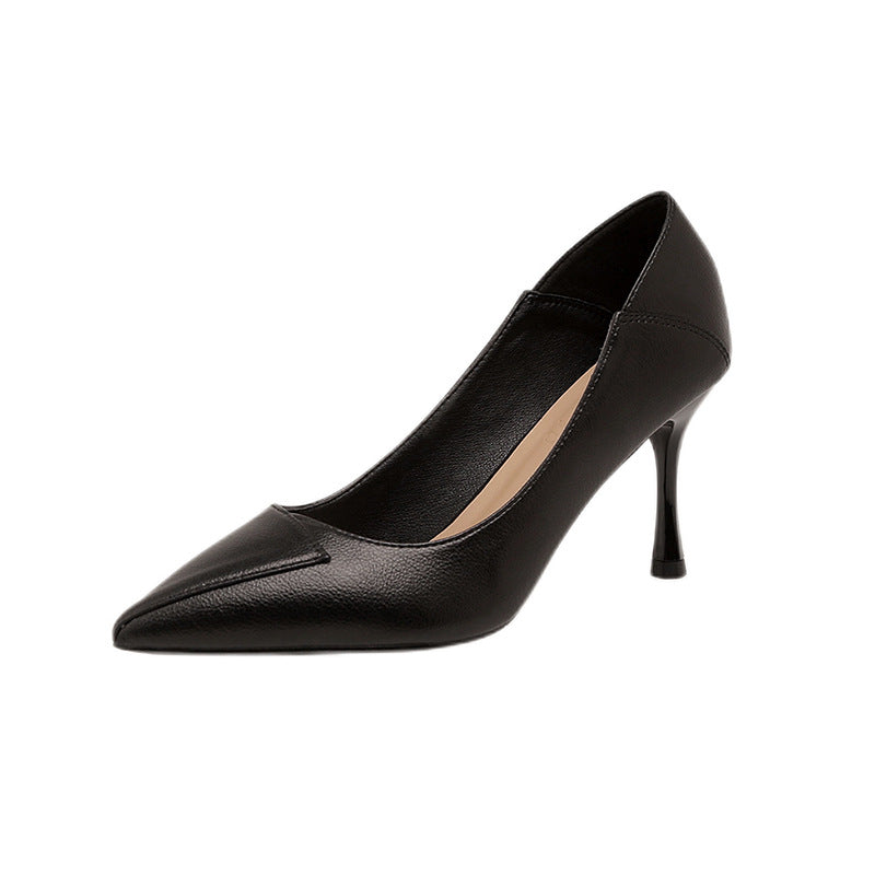 flowersverse Soft Leather Small Size High Heels 313233 Black Professional plus Size 41-43 Nude Color 3cm5 Work Low Heel Shoes Female