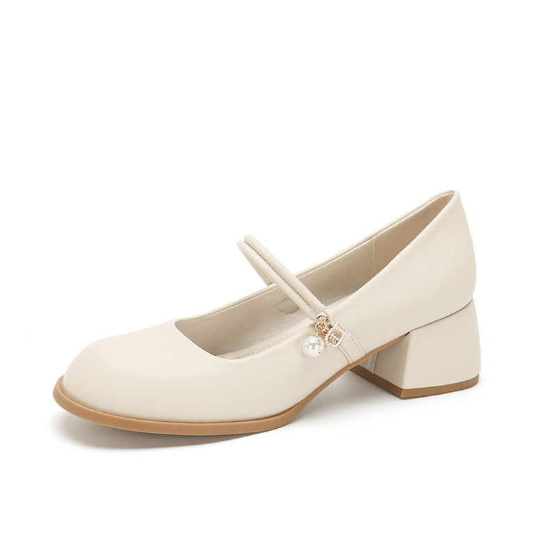 flowersverse Pingdi Factory Apricot Women's Shoes Mary Jane Shoes High Heel Korean Style Shoes Huizhou Yue Xin Wang New High Heels