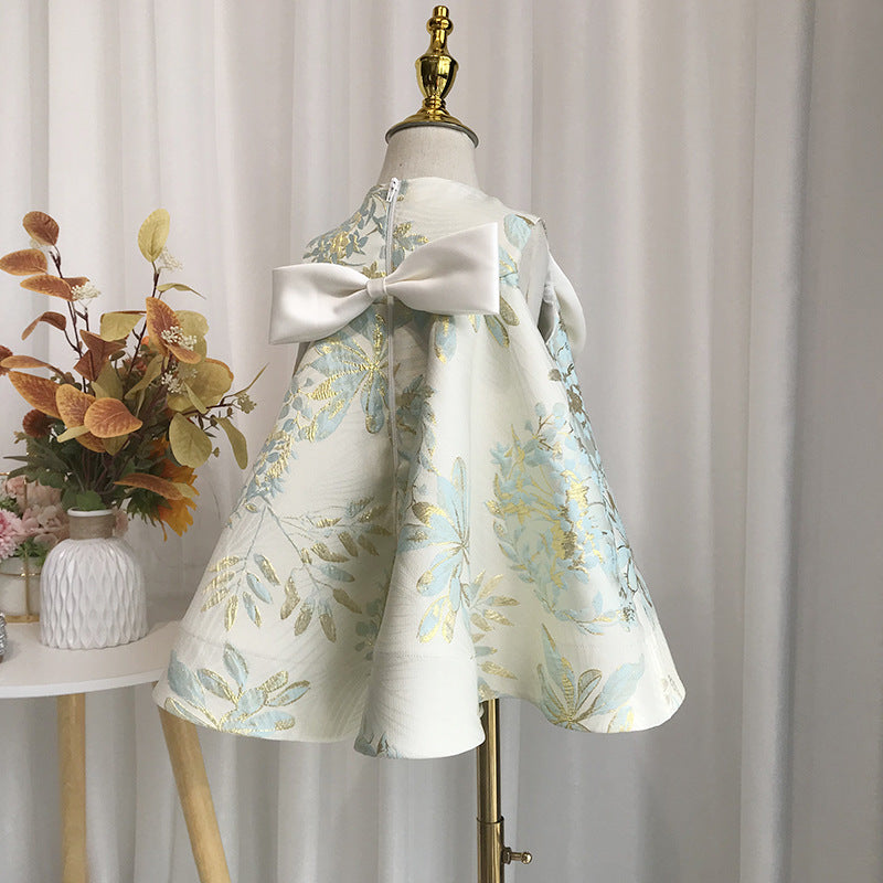 flowersverse One Year Old Celebration Dress New Summer Baby Princess Dress Printed Birthday Pettiskirt Sleeveless Girls' Zhuazhou Dress