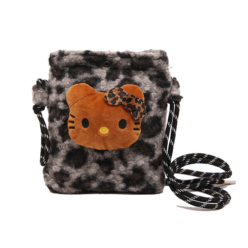 FLOWERSVERSE 2025 Cross-border wind autumn and winter new 2025 New Year's Christmas bag cute plush polka dot striped Popular style parent-child messenger bag