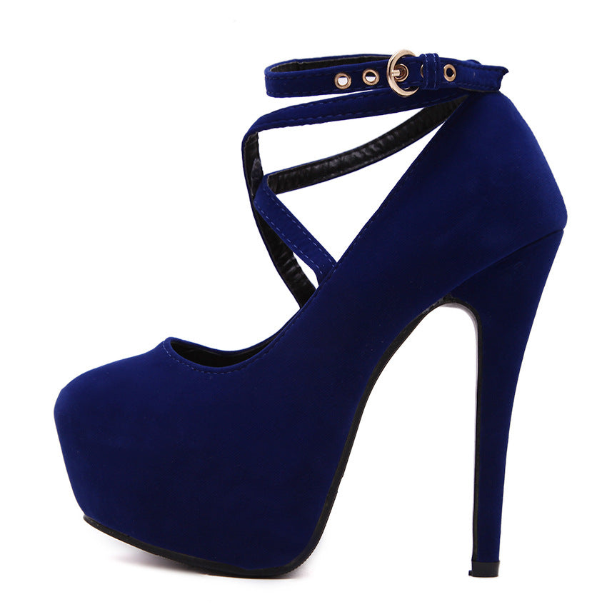 flowersverse 823-8 New Super High Heels 14cm Night Show Waterproof Platform Stiletto Professional Black Girls Fashionable All-Matching Shoes