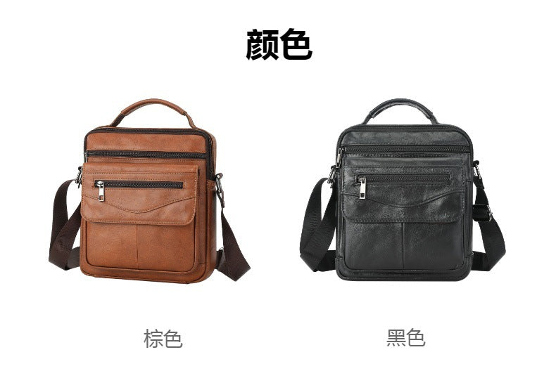 FLOWERSVERSE Cross Border Men's Real-Leather Bag Men's Shoulder Bag Men's First Layer Cowhide Shoulder Bag Men's Casual Crossbody Bag