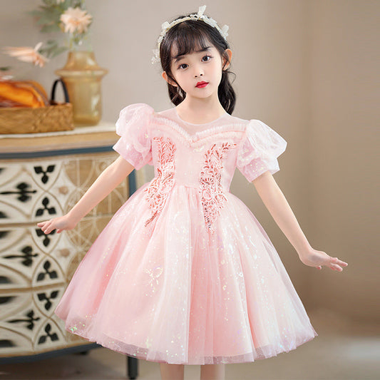 flowersverse Girls' Princess Dress Summer New Children's Dress Baby Western Style Festival Performance Children's Clothing Dress Wholesale