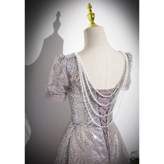 Banquet evening dress female high-end host high-end atmosphere high-grade V-neck princess dress vocal art test