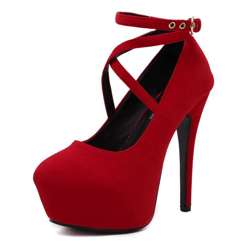 flowersverse 823-8 New Super High Heels 14cm Night Show Waterproof Platform Stiletto Professional Black Girls Fashionable All-Matching Shoes