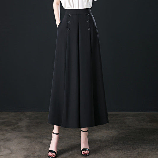 flowersverse New Spring Summer Wide-Leg Pants Women's High Waist Loose and Slimming Middle-Aged Women's Pants Cropped Culottes Casual Harem