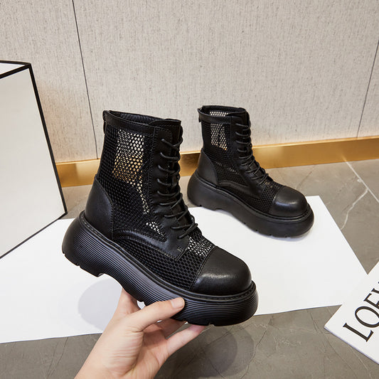 2025 Martin boots women's summer hollow mesh shoes new niche design sandals leather Korean street shot cool boots tide