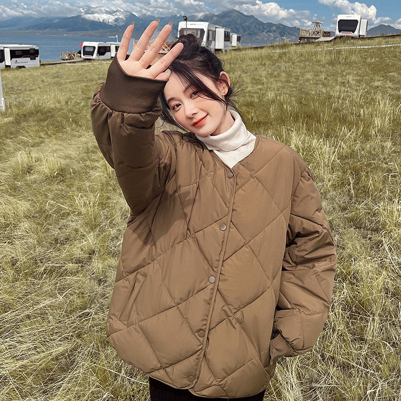 Korean small man light down cotton jacket women light short loose new Korean version baseball jacket women