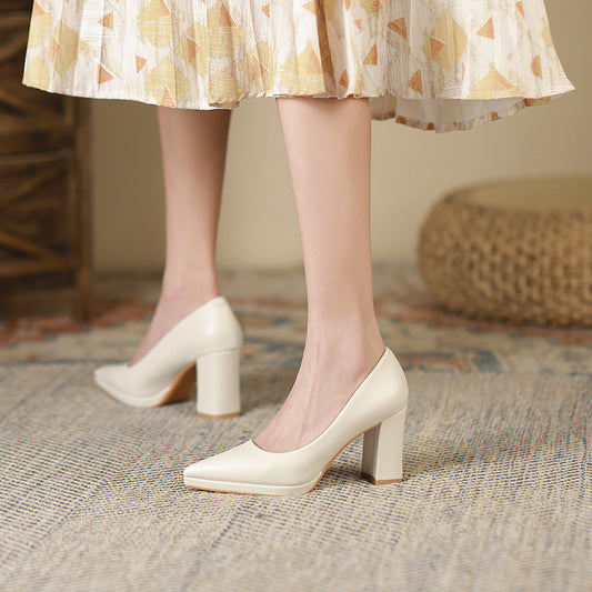 2025 8099-2 pointed single shoes women's 2025 autumn new thick heel high heels women's pedal waterproof table women's shoes