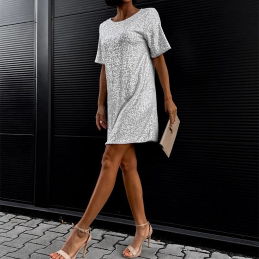 FLOWERSVERSE 2025 spring and summer new cross-border 2025 trade women's clothing wish mid-skirt slanted shoulder bead dress dress dress dress