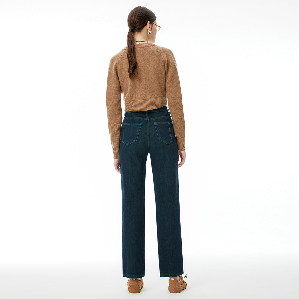 2025 popular autumn and winter new four-sided elastic denim nine-point pants women's high-waisted denim baguette pants high-slim jeans women