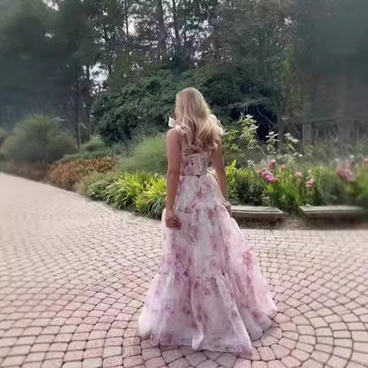 FLOWERSVERSE 2025New new off-the-shoulder 2025 women's clothing fashion organza fairy long temperament evening dress dress