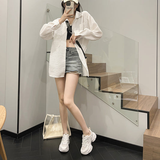 2025 Dad shoes women's popular new shoes women's spring heightening thick-soled mesh white casual sports shoes