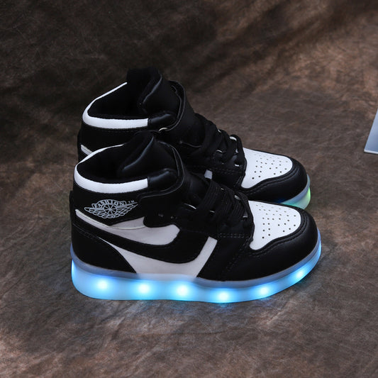 flowersverse USB Charging Light Shoes Led Shuffle Dance Shoes Luminous Children Boys Girls AJ Student Leisure Sneaker Tide