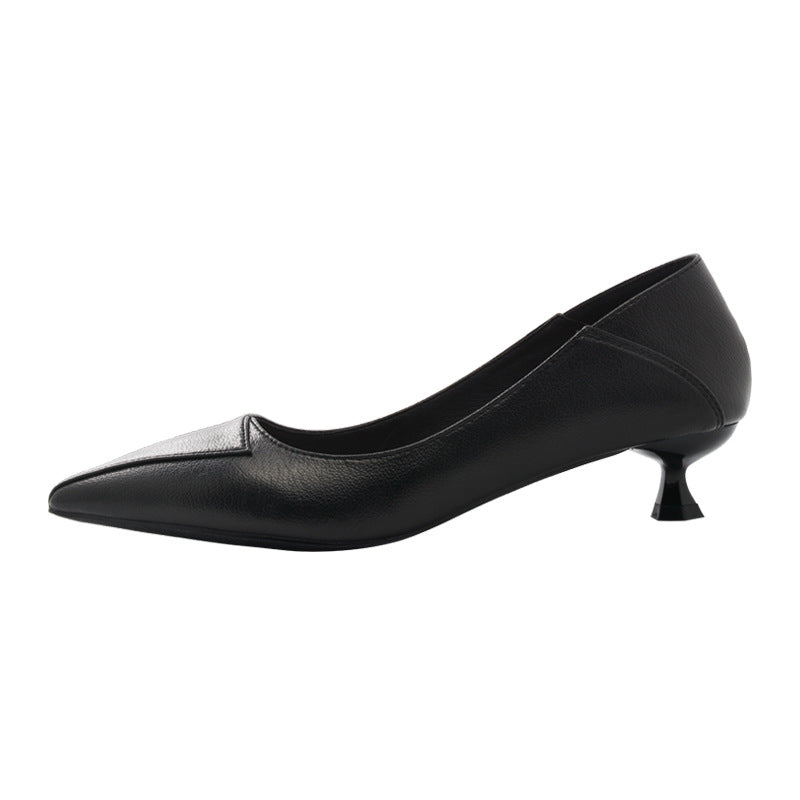 flowersverse Soft Leather Small Size High Heels 313233 Black Professional plus Size 41-43 Nude Color 3cm5 Work Low Heel Shoes Female