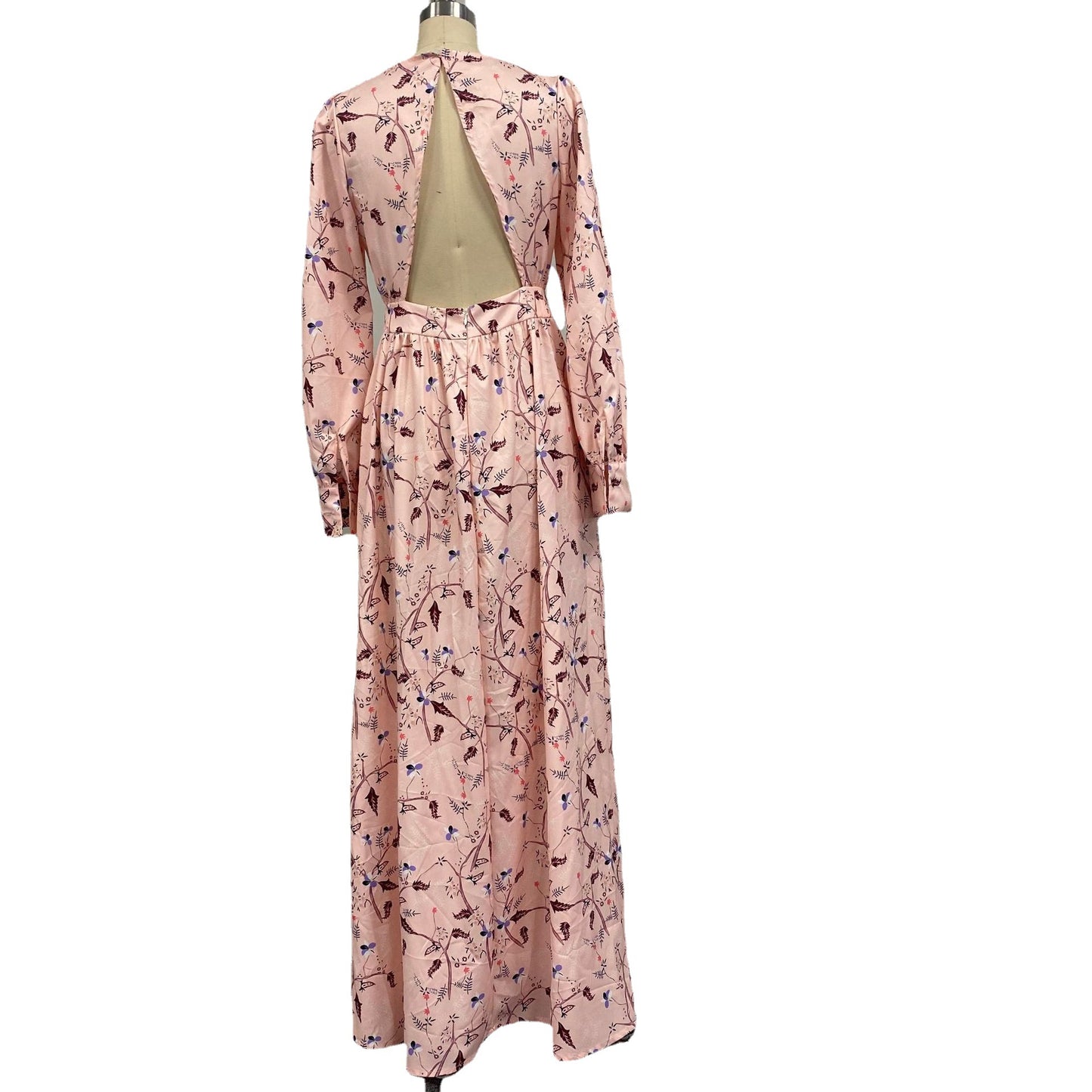 FLOWERSVERSE 20252025 new 2025 trade printing temperament model temperament commuting middle waist pink commuting backless dress women