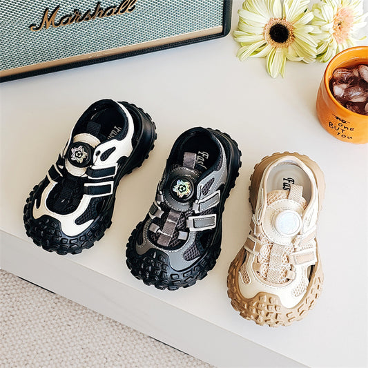 flowersverse 963018 Children's Shoes Spring and Summer Korean Style Hollow-out Boys and Girls Rotating Buckle Sports Mesh Shoes Training Shoes Sandals