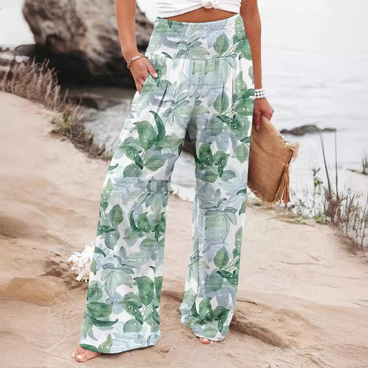 FLOWERSVERSE European and American Spring and Summer Cross-Border New Arrival Four Seasons Leisure Wide Leg Pants Printed Popular Loose Trousers for Women