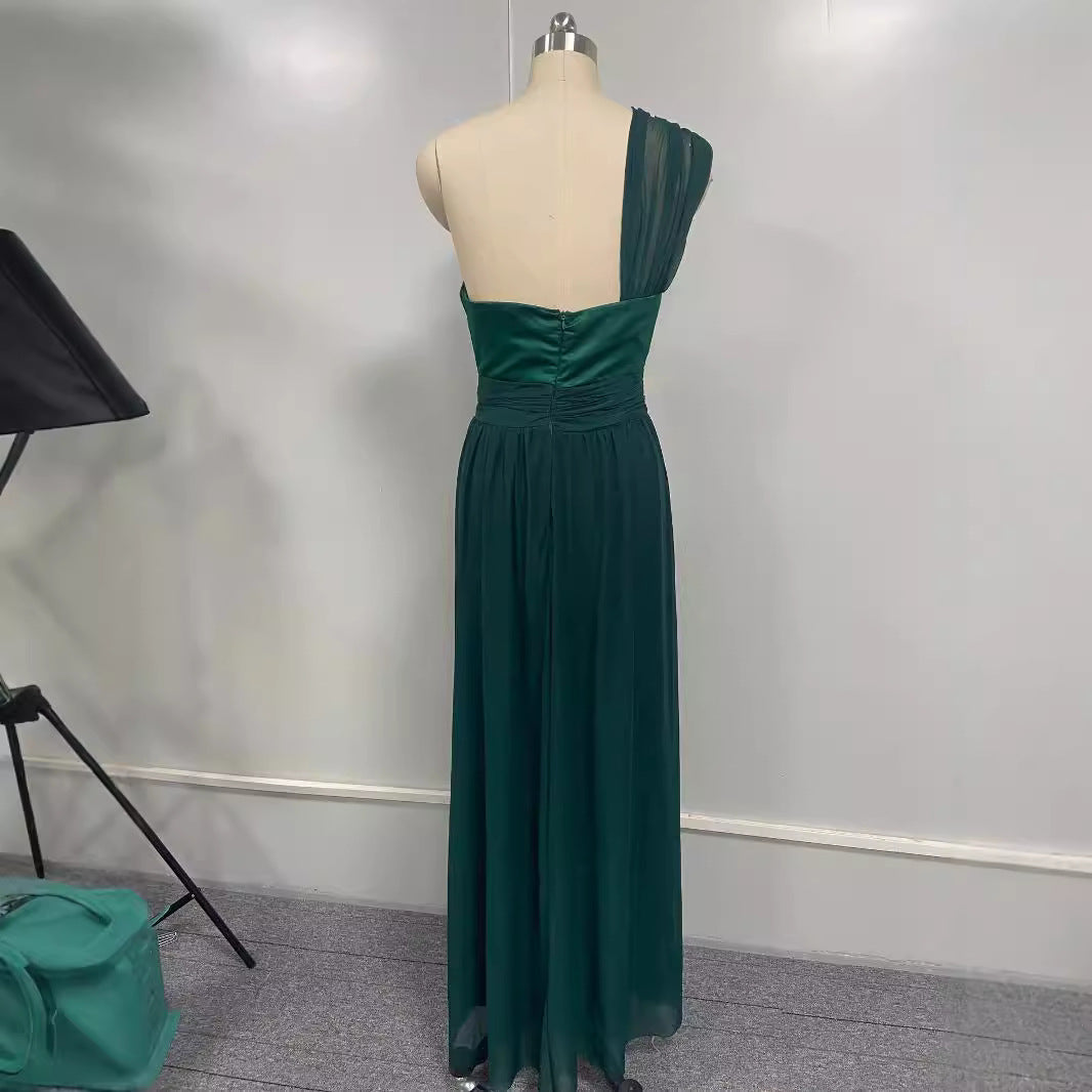 FLOWERSVERSE New cross-border 2025 trade new temperament commuter ins long dress solid color suspender dress evening dress backless