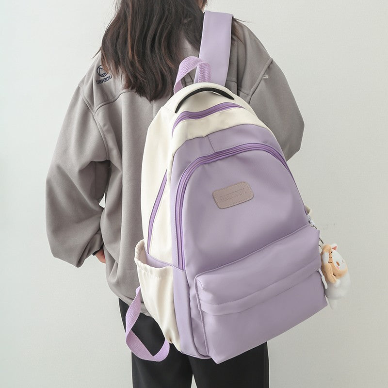 Backpack for Women New Korean Original Harajuku Contrast Color Student Schoolbag Sweet Large Capacity Versatile Backpack for Men
