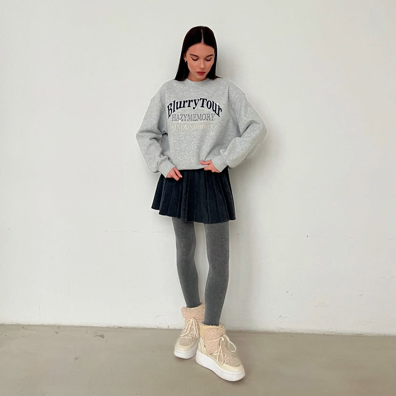 's new women's top, personalized fashion letter printing contrasting color crew neck sweater custom women's models