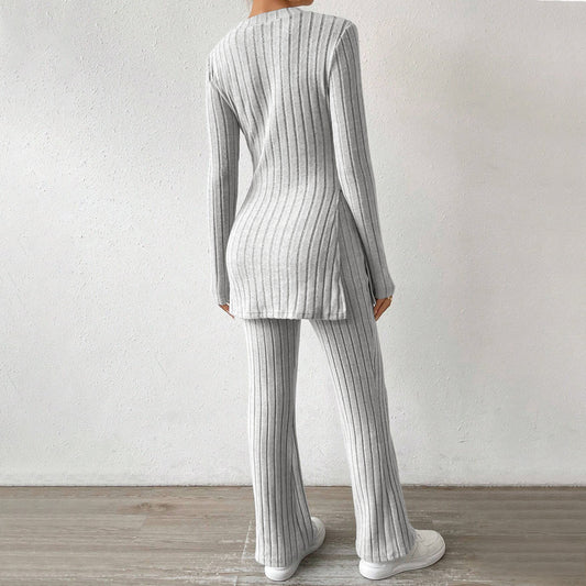 FLOWERSVERSE 2025 popular New women's clothing simple lazy style fashion suit autumn and winter home solid color comfort two-piece set