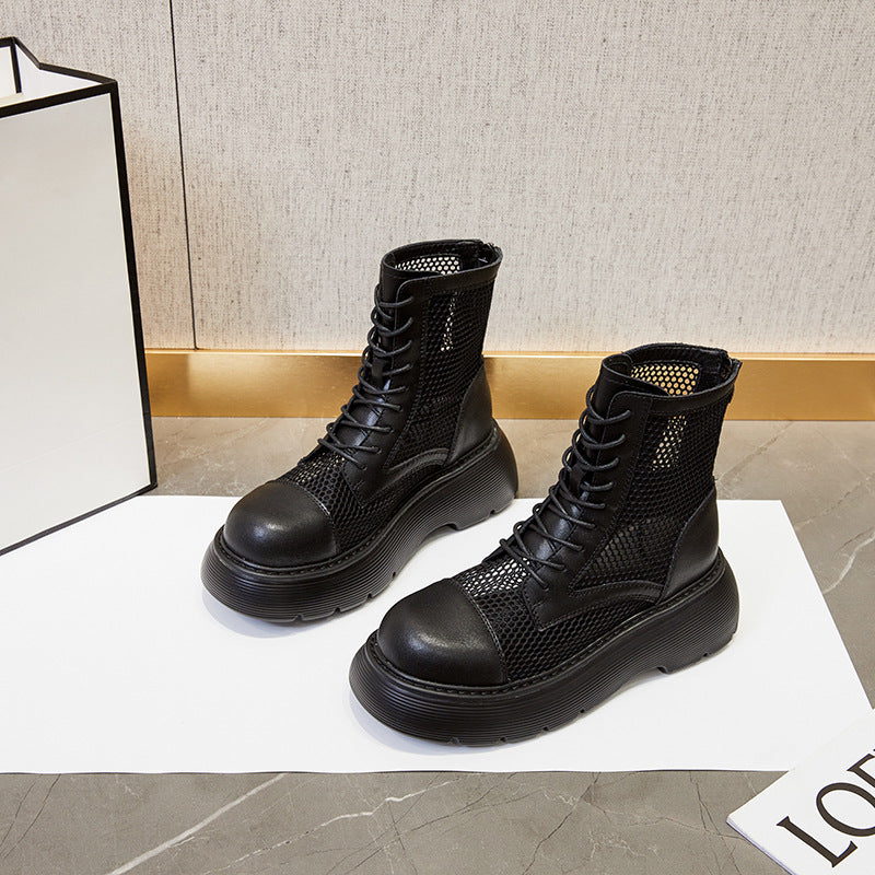 2025 Martin boots women's summer hollow mesh shoes new niche design sandals leather Korean street shot cool boots tide