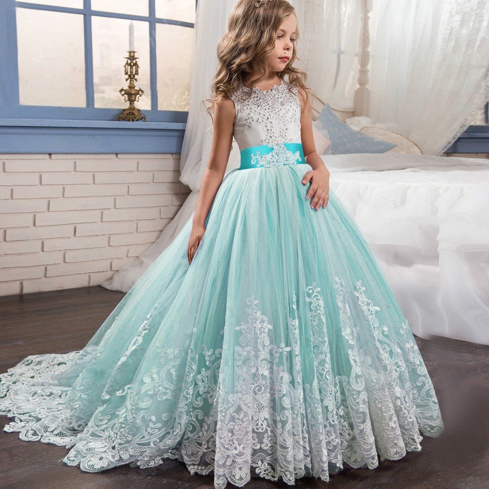 flowersverse Hot Sale Children's Dress New Girls Wedding Dress Color Matching Umbrella Princess Dress Wedding Flower Children's Dress