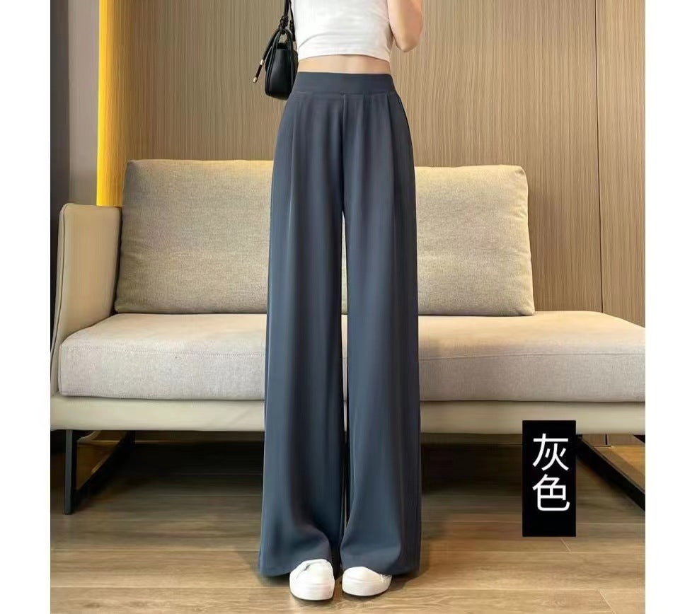 flowersverse Suit Pants Women's Spring and Autumn High Waist Drooping Wide-Leg Pants New Summer Thin Casual Narrow Straight Women's Pants